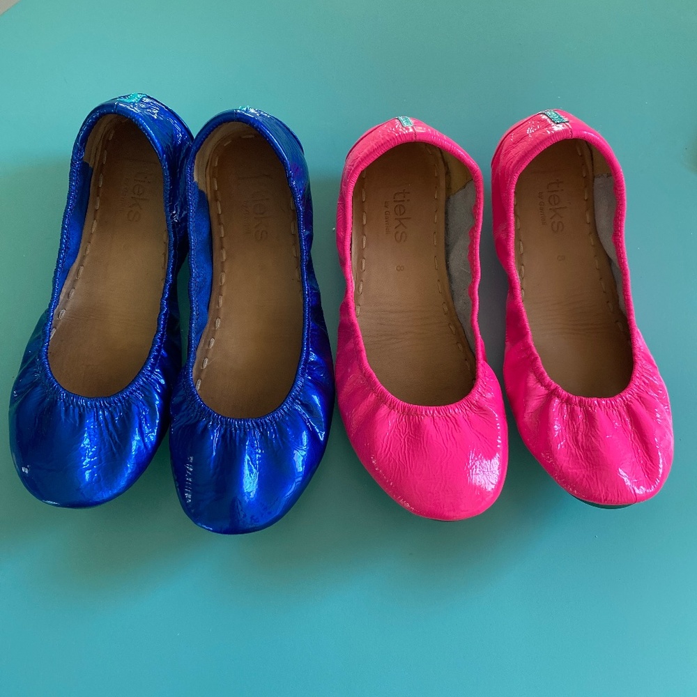 Tieks, Sapphire and Neon Pink, size 8
